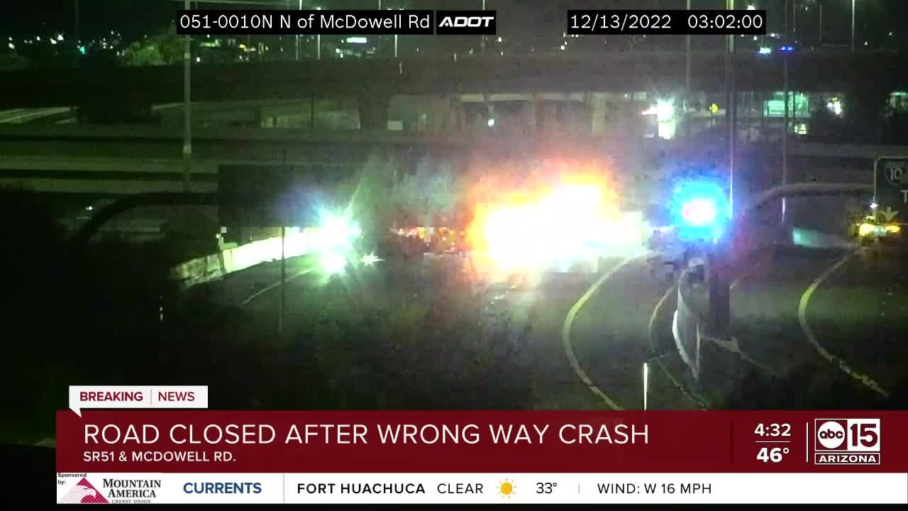 Wrong-way driver involved in crash on SR-51 near McDowell Road