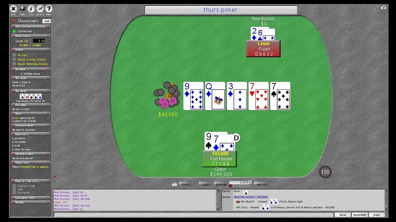 DD Poker Moe Thurs Game