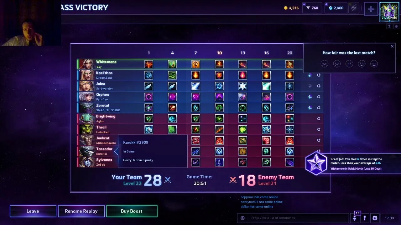 A stream of hots' quickmatch