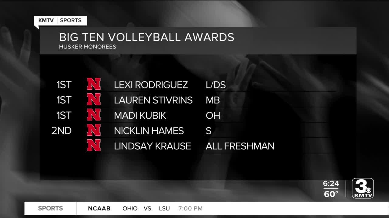 Three Husker Volleyball Players Named 1st Team All-Big Ten