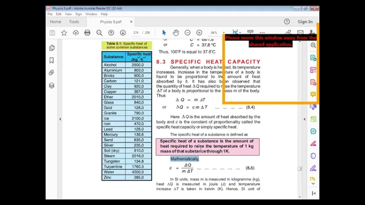 PHYSICS Class 9th Lecture#4 CH#8Specific heat capacity