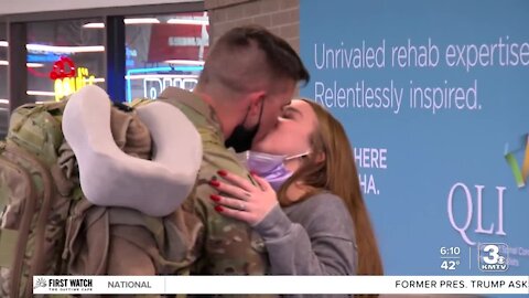 Nebraska National Guard soldiers reunite with families on Thursday, just in time for holidays