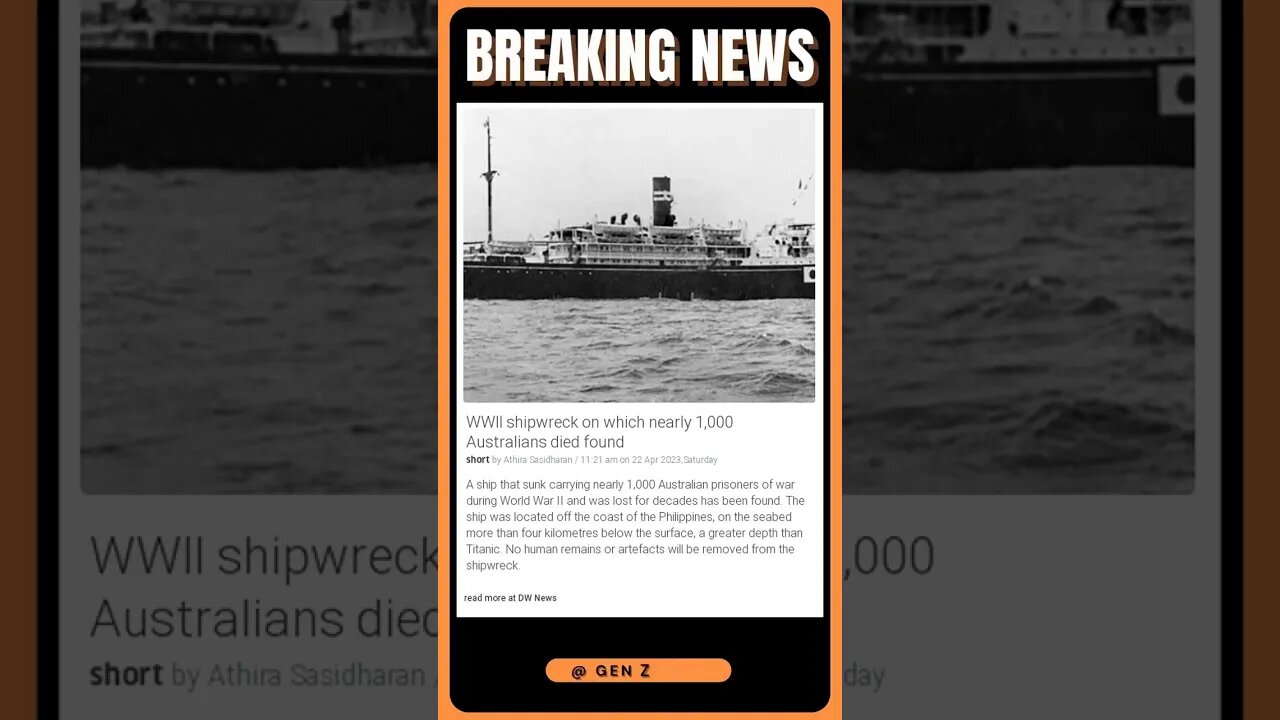 Aussie WW2 Shipwreck Discovered 4km Below the Sea: A Sombre Reminder of War | #shorts #news