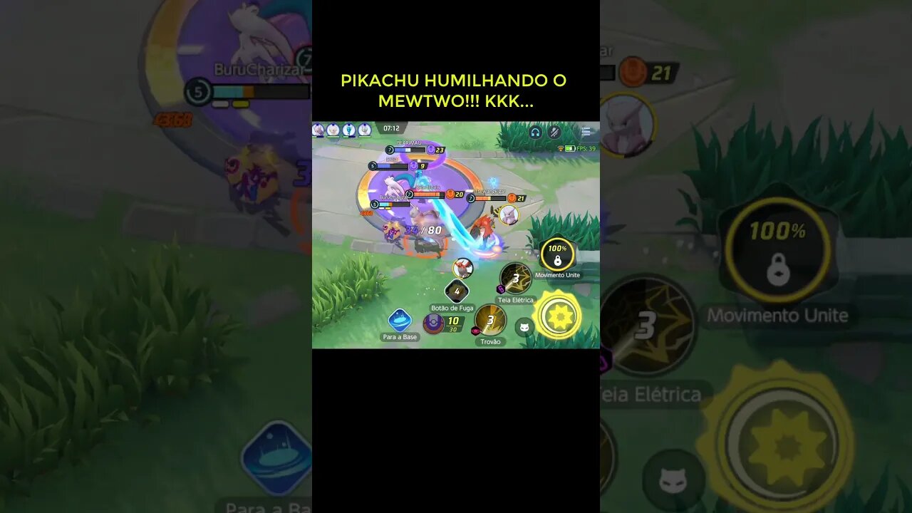 PIKACHU HUMILHANDO O MEWTWO 🤣🤣SÓ QUE NÃO POKÉMON UNITE #shorts #burucharizard