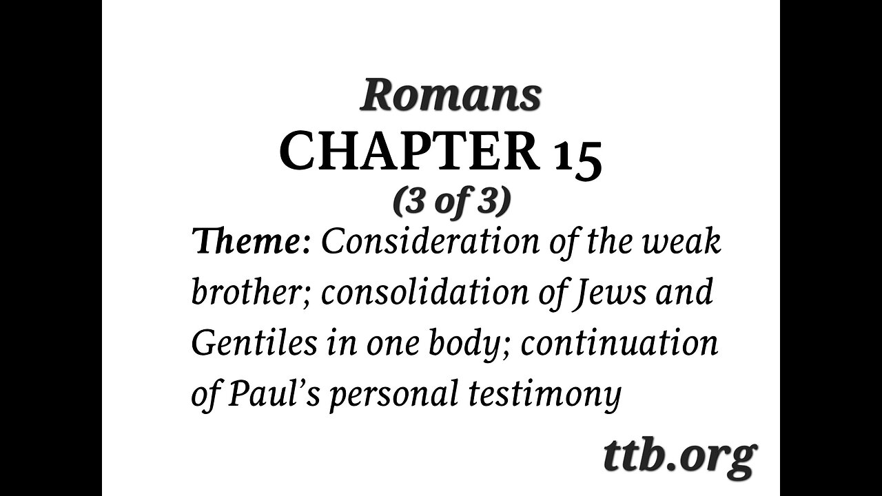 Romans Chapter 15 (Bible Study) (3 of 3)