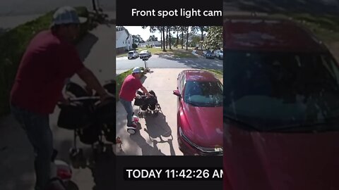 Grandpa using motor to walk grandchildren