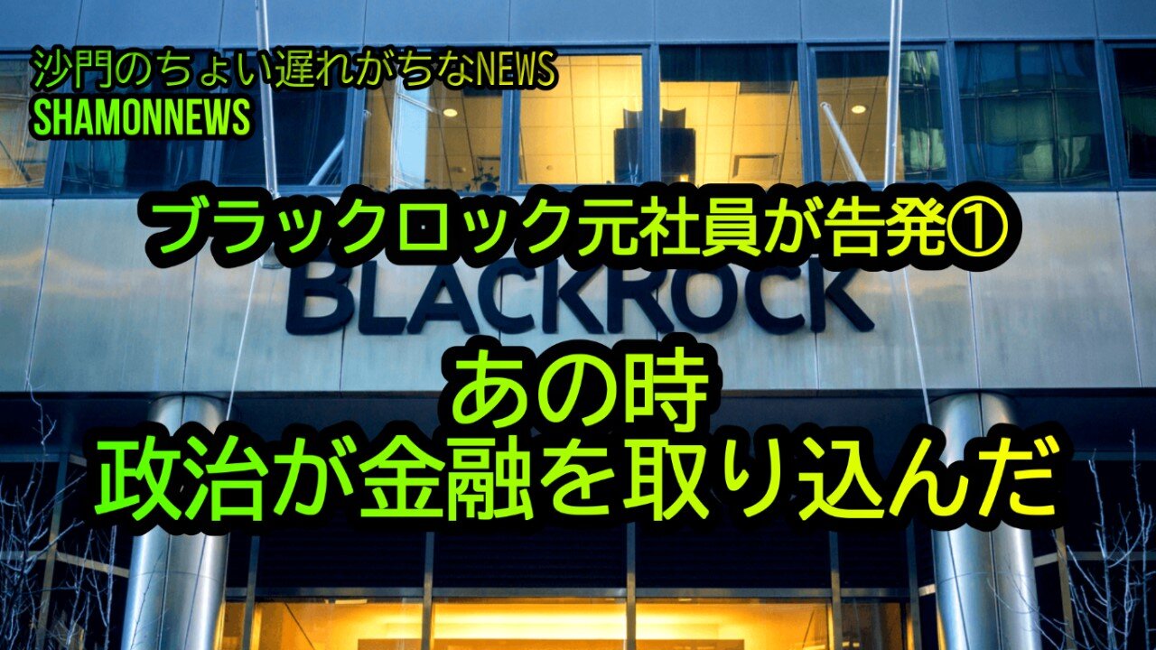 あの時政治が金融を取り込んだ、ブラックロック元社員が告発①(沙門のちょい遅れがちなNEWS)