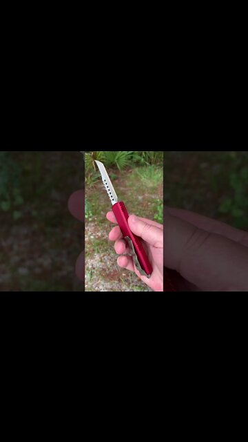 Microtech Ultratech Hellhound red aluminum handle/bronze hardware and a two-tone bronze 204P blade