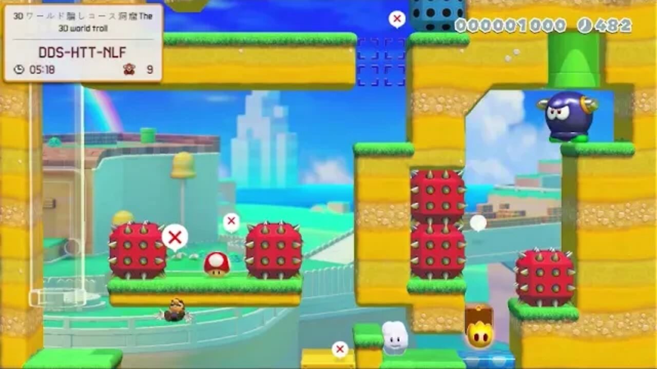 Mario maker 2 3D world Troll