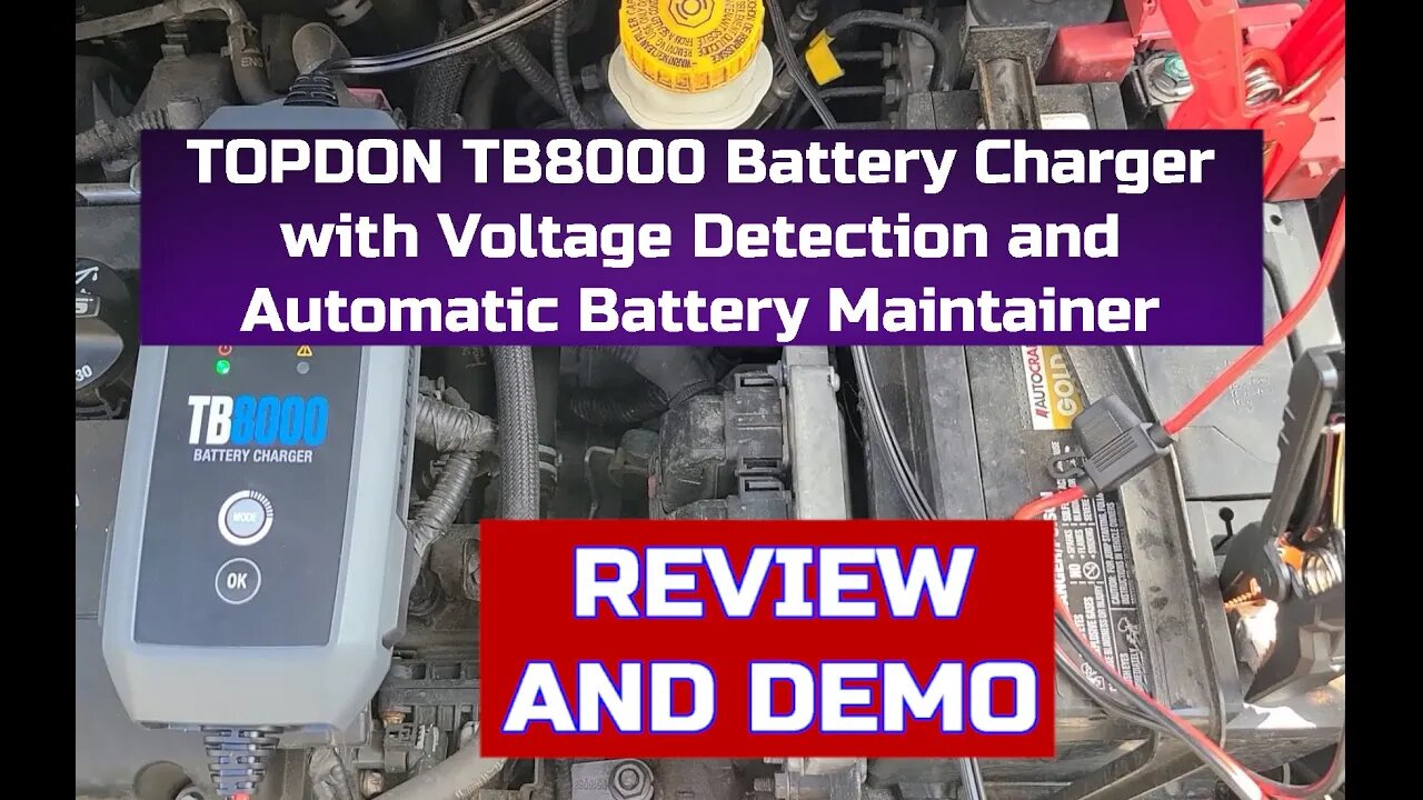 TOPDON TB8000 Automatic Battery Charger and Maintainer, Lead Acid & Lithium, lifepo4 Batteries