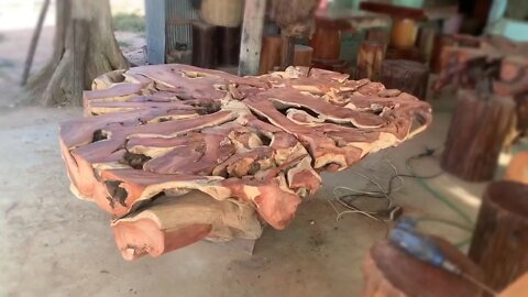 Wooden Large Table with nature tree