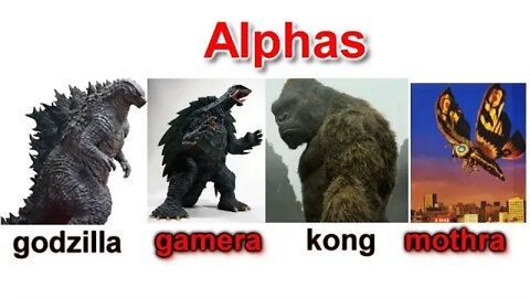 The 4 titan alphas Godzilla, Gamera, kong & Mothra
