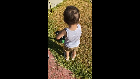 He cutting the grass today. #toddler #family #lawn #outdoor