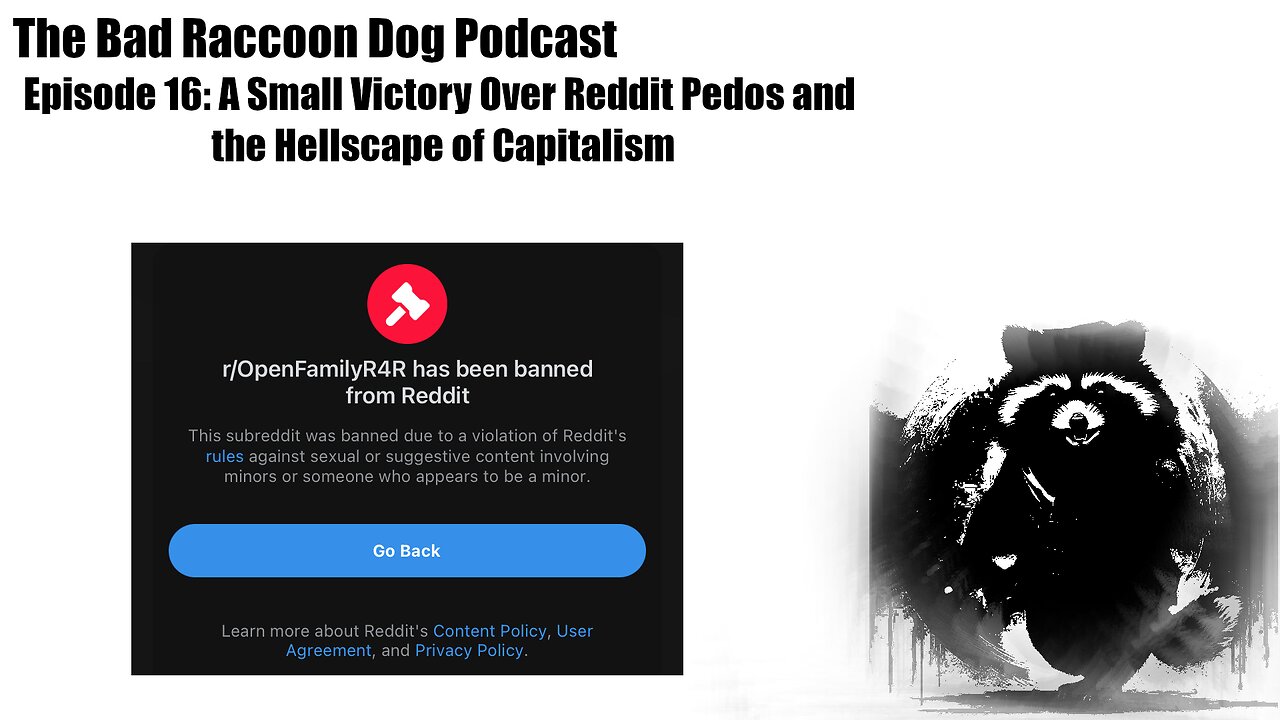 The Bad Raccoon Dog Podcast - Episode 16: A Small Victory Over Reddit Pedos and...