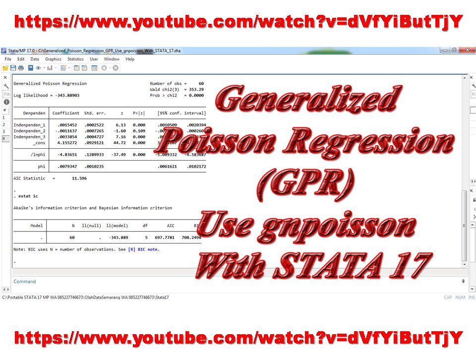 Generalized Poisson Regression (GPR) Use gnpoisson With STATA 17