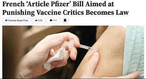 French ‘Article Pfizer’ Bill Aimed at Punishing Vaccine Critics Becomes Law | The Epoch Times