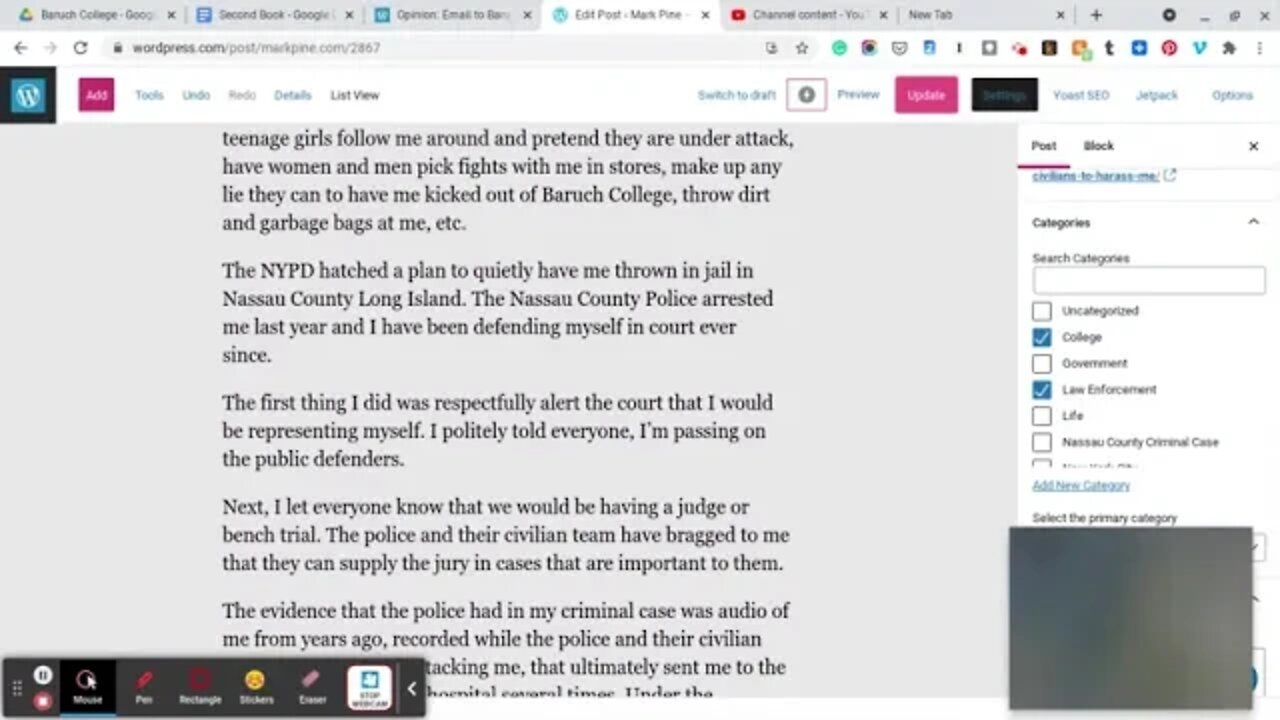 Opinion: Email to Baruch College about the NYPD paying civilians to harass me. (Part 1).