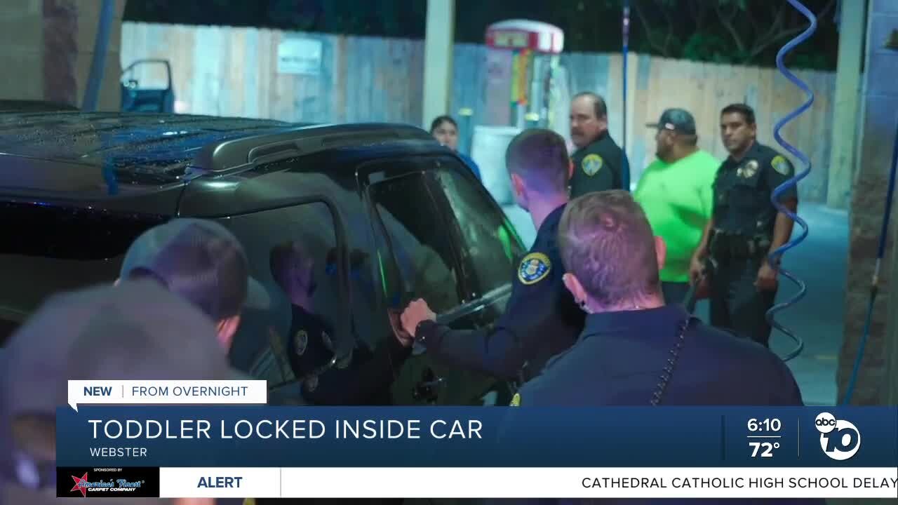 Police break vehicle window after toddler locked inside