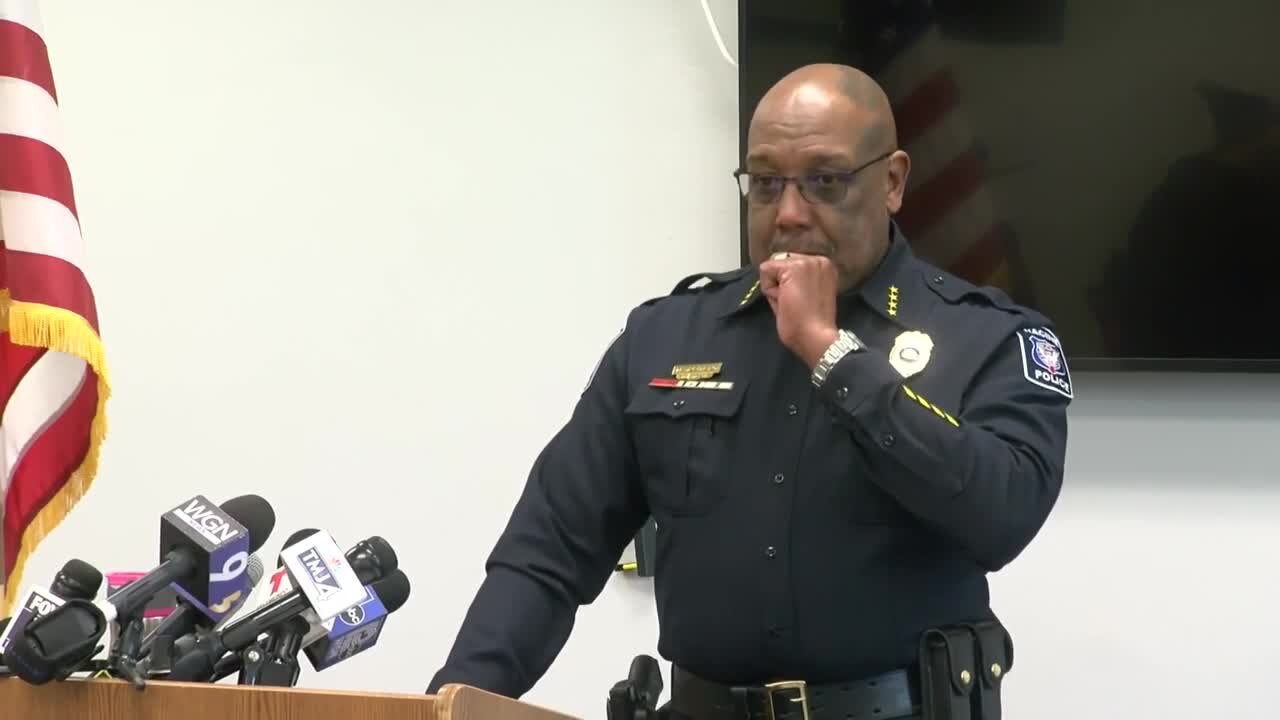 Police chief becomes emotional after gunman shoots officers