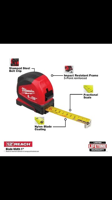 ANNUAL SALE!! New Milwaukee 48-22-6626 m / 26 ft Compact Tape