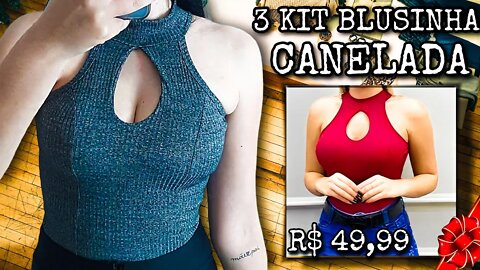 Kit 3 Blusinha Canelada Decote Gota Super Linda/@shopee