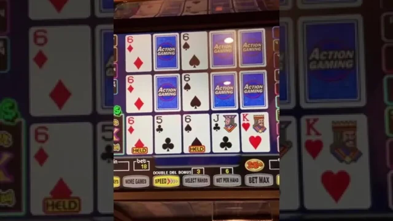 3X Quad Sixes Draw #Shorts #4OAK #VideoPoker