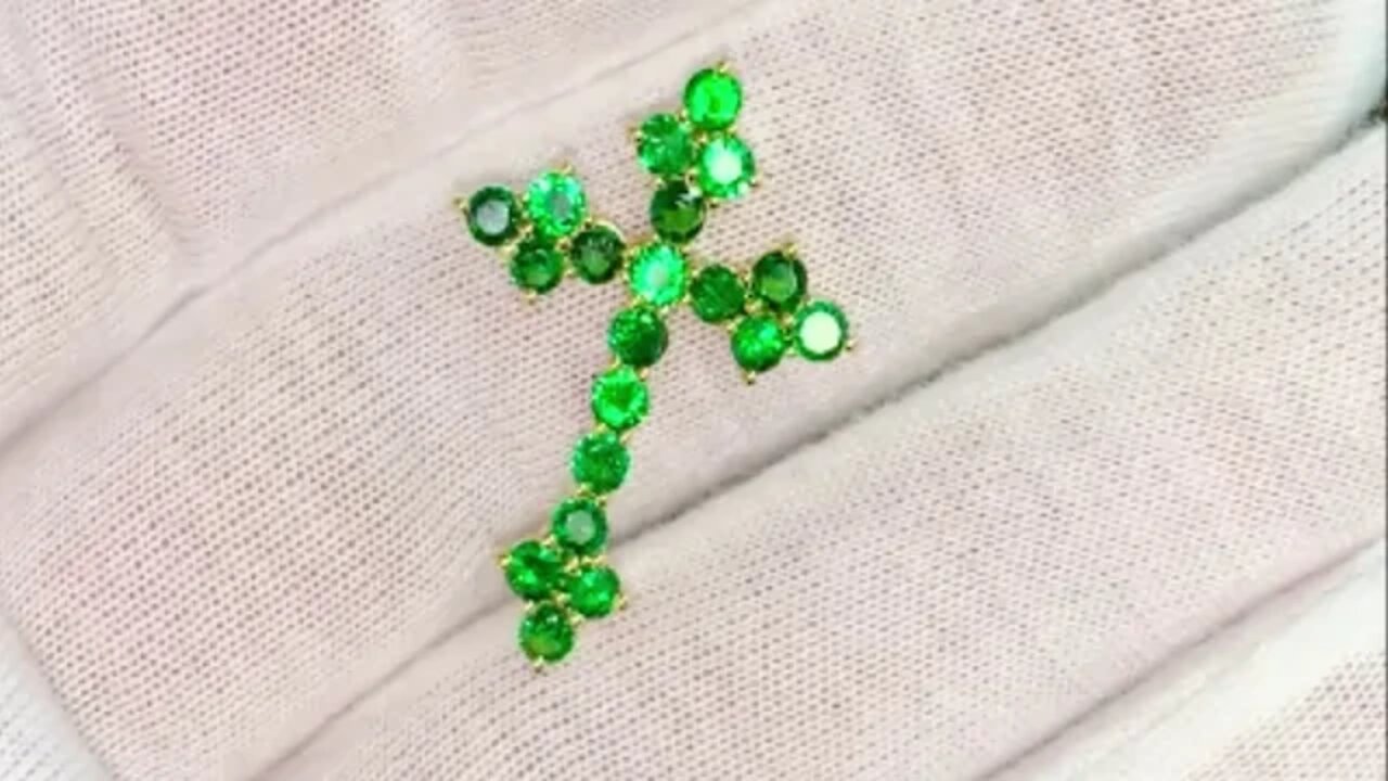 Tsavorite cross and studs