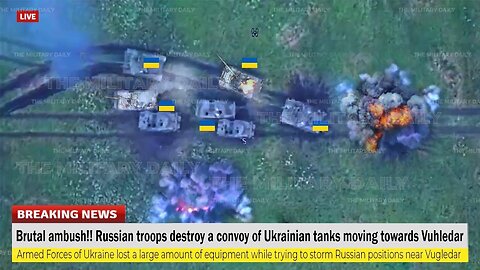 Brutal ambush (July 24) Russian troops destroy a convoy of Ukrainian tanks moving towards Vuhledar