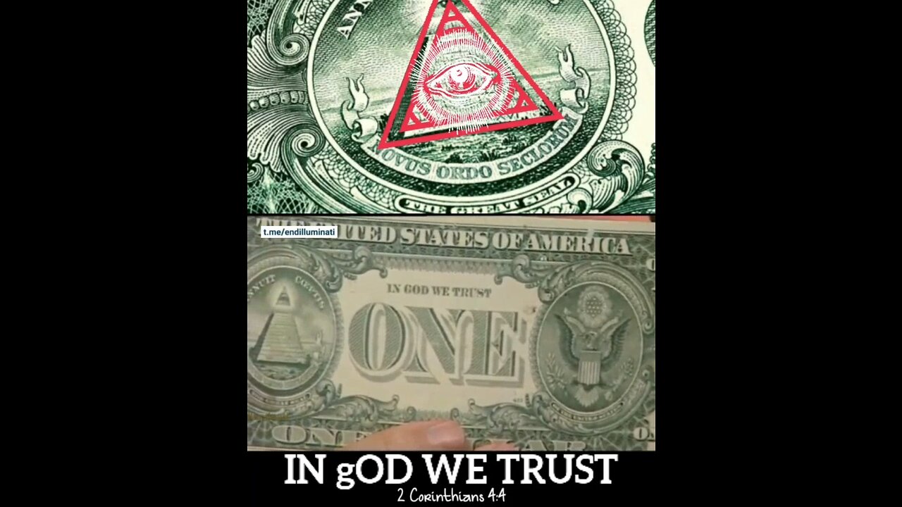 IN gOD WE TRUST - THE SATANIC ILLUMINATI NWO ALL SEEING EYE on the 1 DOLLAR NOTE