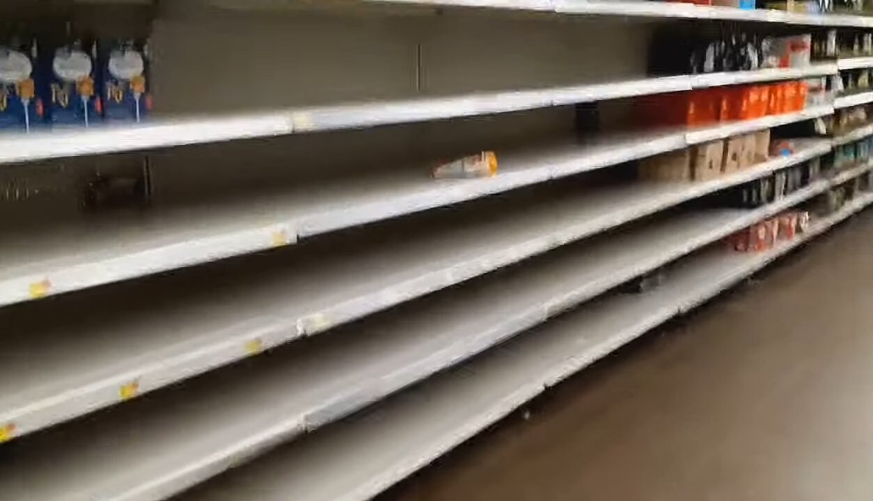 Empty shelves at Walmart