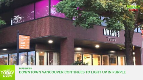 Downtown Vancouver continues to light up in purple