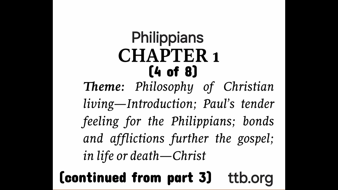 Philippians Chapter 1 (Bible Study) (4 of 8)