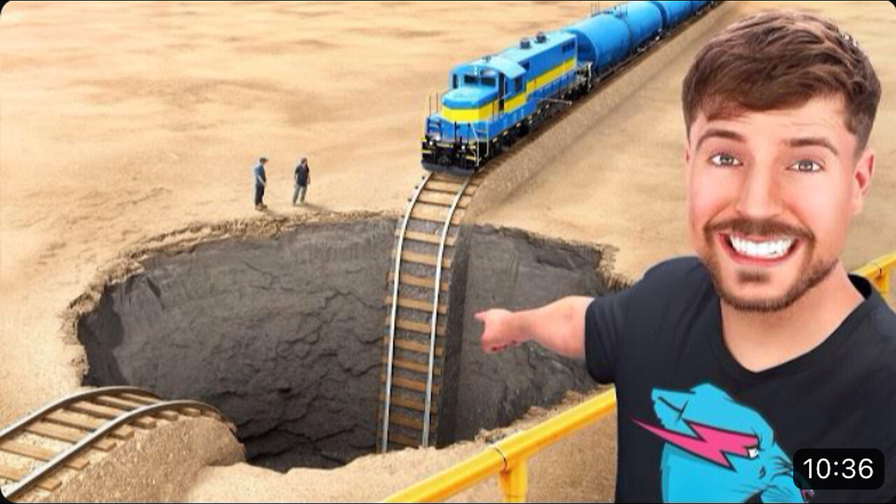 Train Vs Giant Pit ! MrBeast