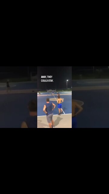 The cops told them if he could hit a half court shot they could stay at the basketball court 😂