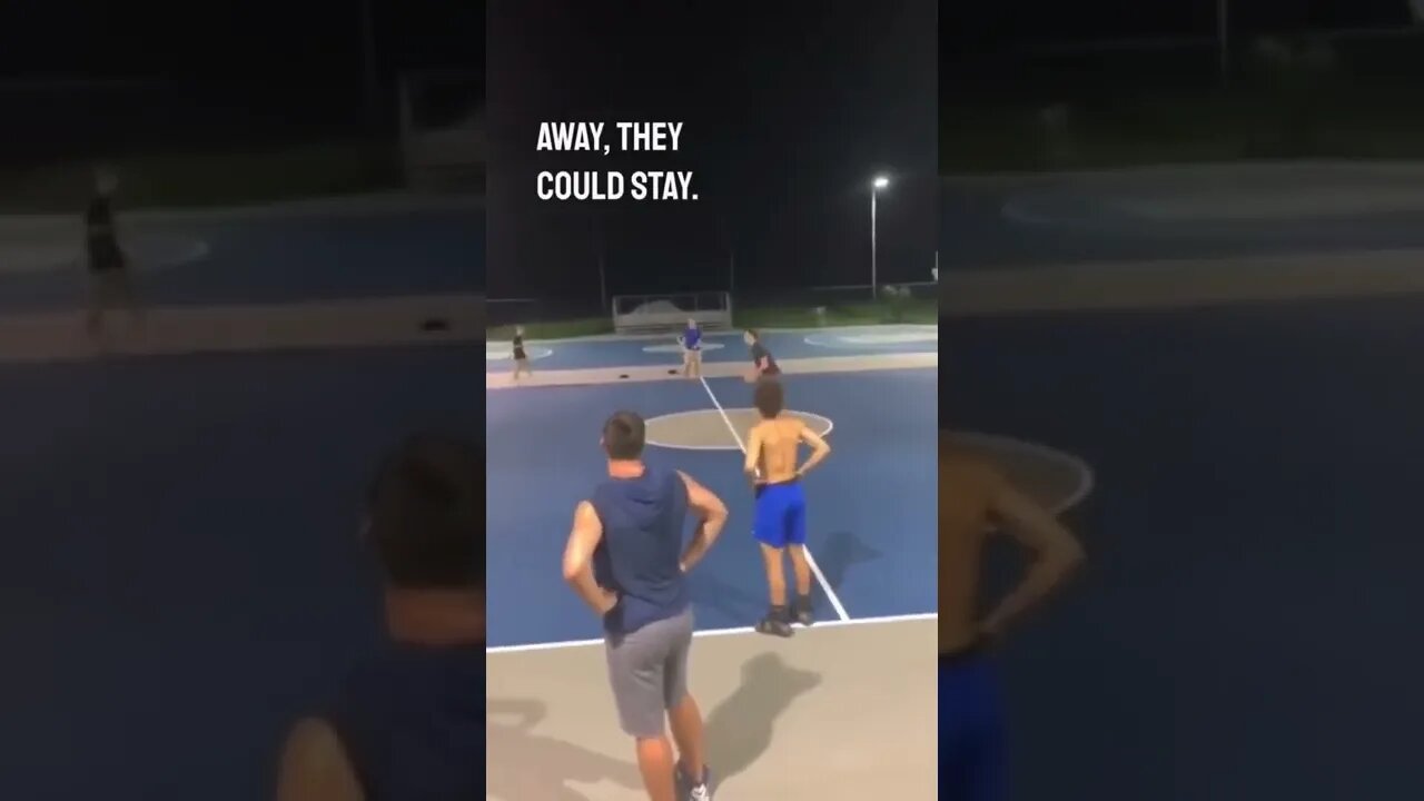 The cops told them if he could hit a half court shot they could stay at the basketball court 😂