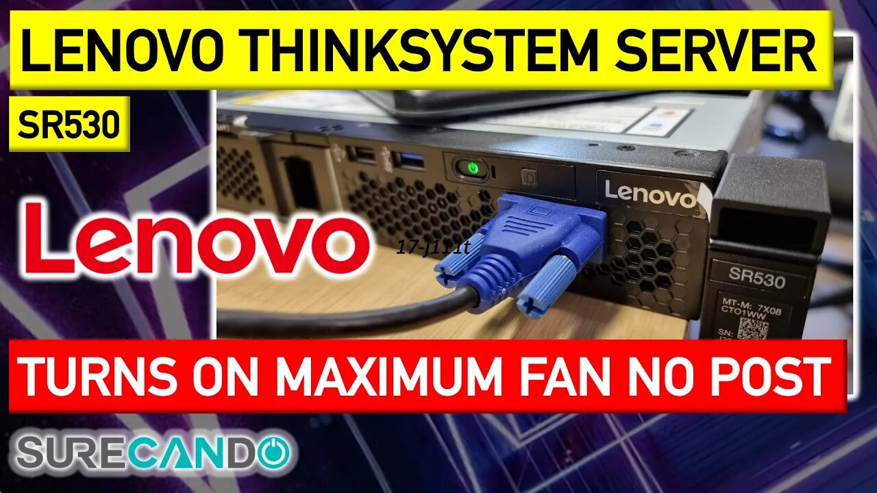 1U Lenovo ThinkSystem SR530 2P rack server Turns on Maximum fan spin after turning on. blank screen