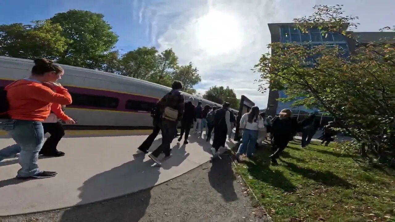 MBTA Salem Commuter Rail - JustUsBoston.com Road Trip - 4K Walking Tour Halloween Fall Festival