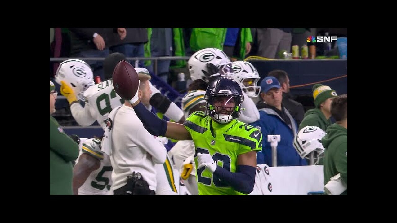 Ernest Jones IV with the peanut punch to knock the ball from Jacob's arms for a Seattle recovery