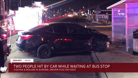 Driver hits two people waiting at Aurora bus stop, runs off