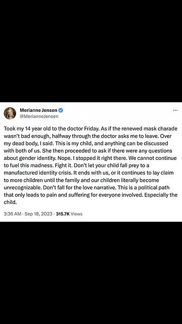 Pres Trump "No serious country should be telling its children that they were born with wrong gender"