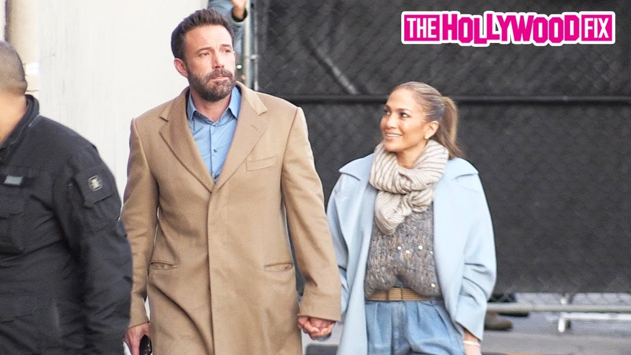 Ben Affleck & Jennifer Lopez Arrive Together Holding Hands At Jimmy Kimmel Live! Studios