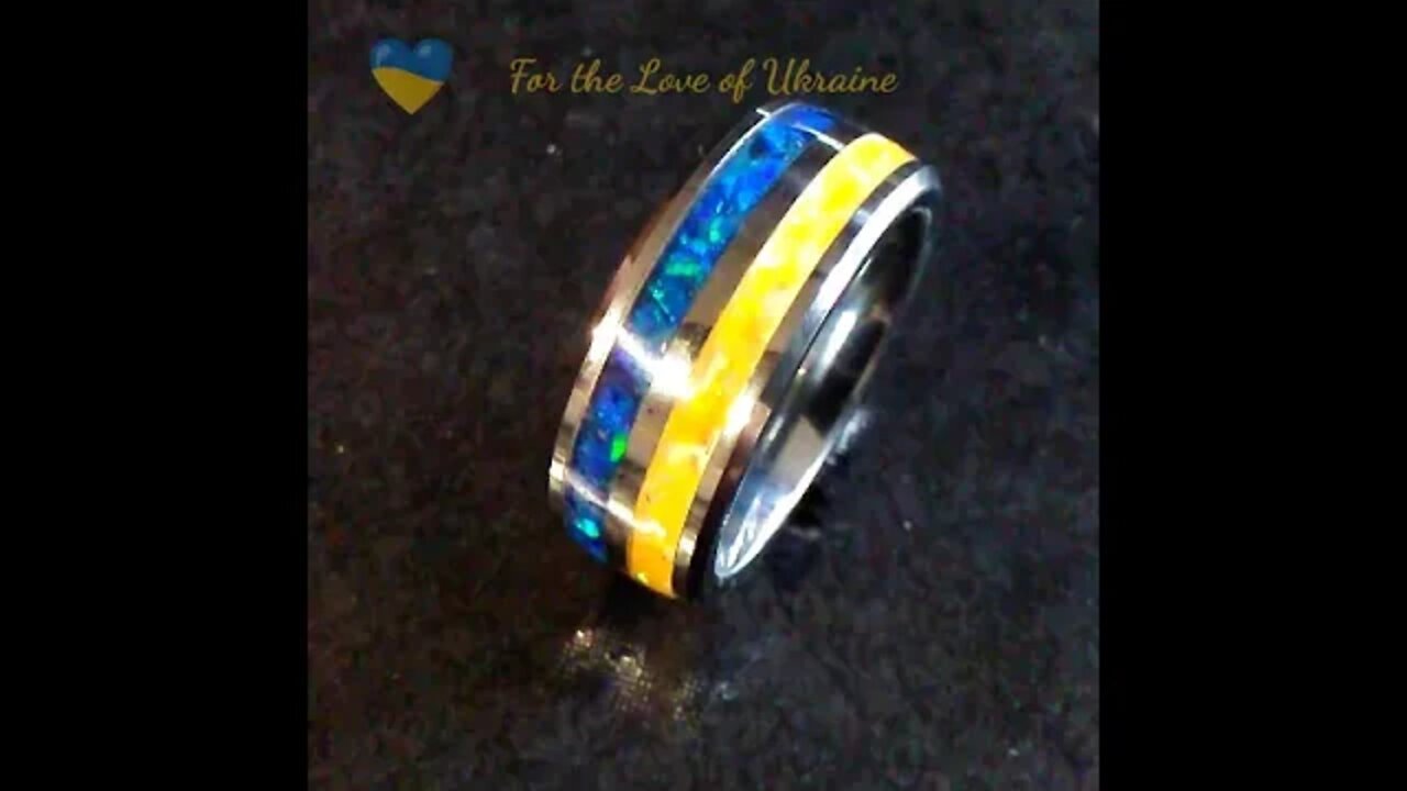 🇺🇦 For the Love of Ukraine - Crushed Opal Tungsten Ring 🇺🇦 #shorts