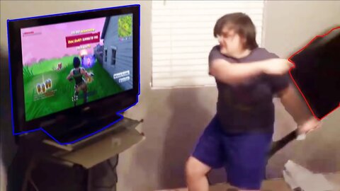 Spoiled Fat Kid Smashes TV Over FORTNITE!