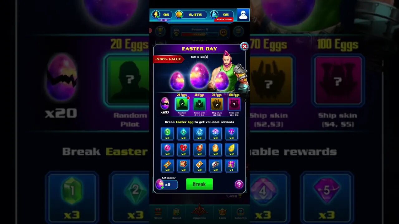 Galaxy Attack Alien Shooter - Easter Day 2023 egg break items