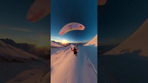 Fly or Slide Paragliding over the winter wonderland of La Clusaz in France #shorts