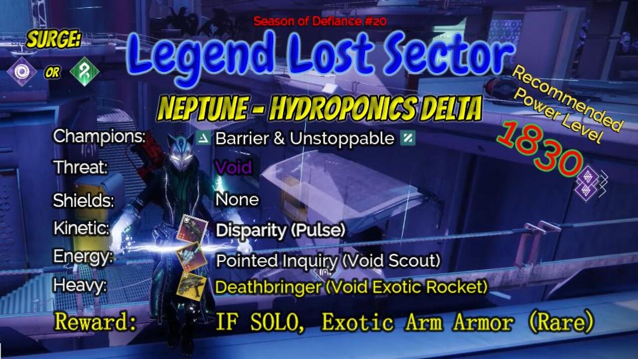 Destiny 2 Legend Lost Sector: Neptune - Hydroponics Delta on my Hunter 4-3-23