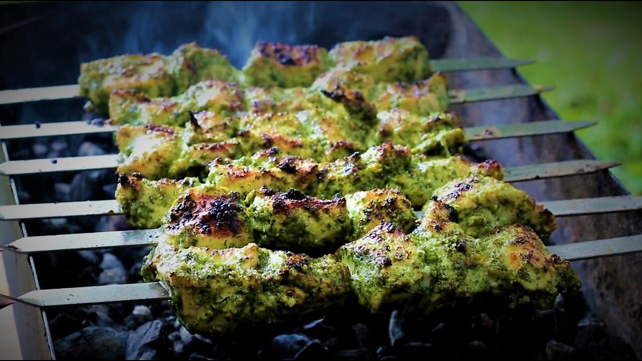 Grilled Chicken Recipe - Hariyali Tikka chicken -International Cuisines