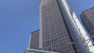 Person arrested after scaling side of Renaissance Center on Sunday