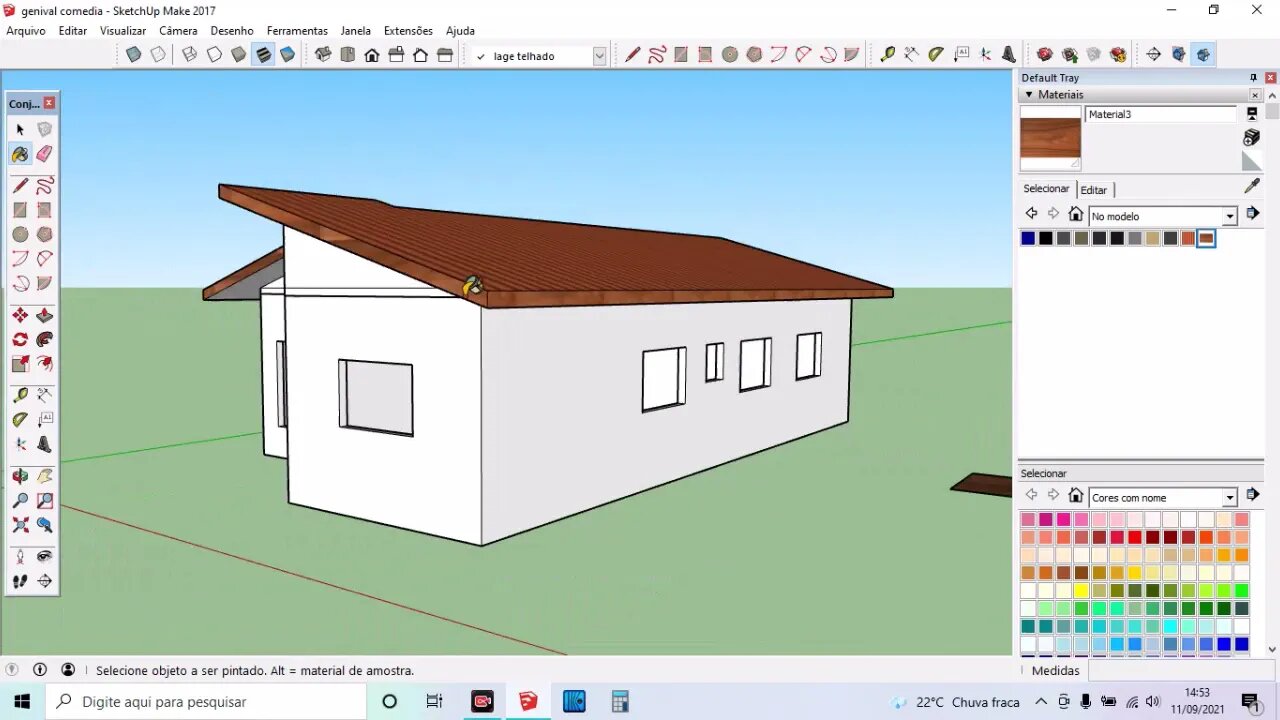 tutorial sktchup +projeto 3d da casa do pedriro genival comedia telhado