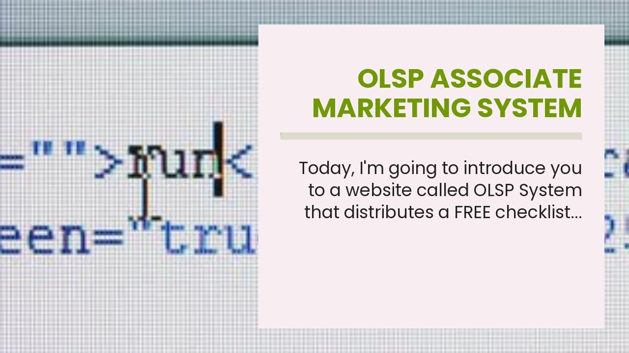 OLSP Associate Marketing System